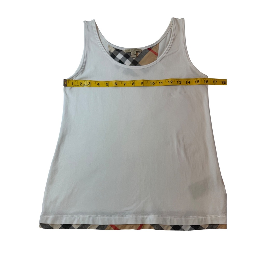 Burberry‎ Brit White Tank Top Nova Check Trim Scoop Neck Sleeveless Shirt Medium - Picture 3 of 8